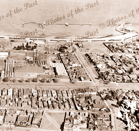 Aerial view over Williamstown, Victoria. 1930s