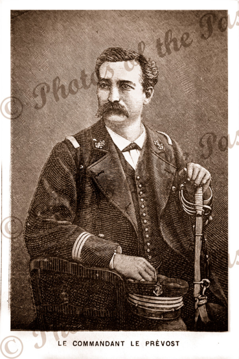 Captain MacLaughlan. Second in command. Port Breton, New Ireland, Papua New Guinea. Etching, c1880