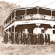 Unknown hotel with aborigines in chains. North WA? 1910s