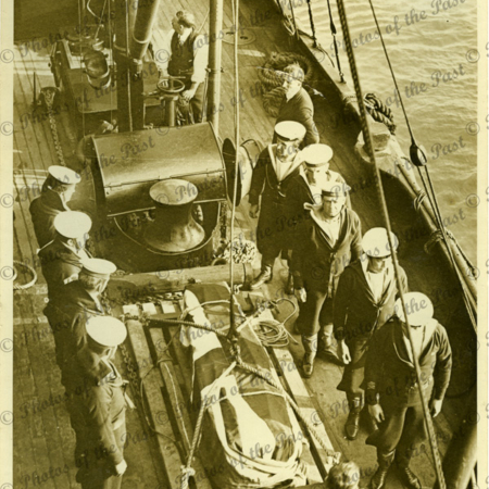 Nurse Edith Cavell's remains arrive Dover. United Kingdom. Executed by Germans WW1, c1919
