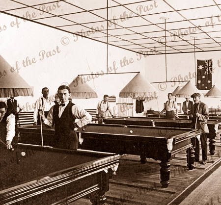 Unley Billiard Hall, SA. Unley Proprietor. F. Robertson. Pool c1920s