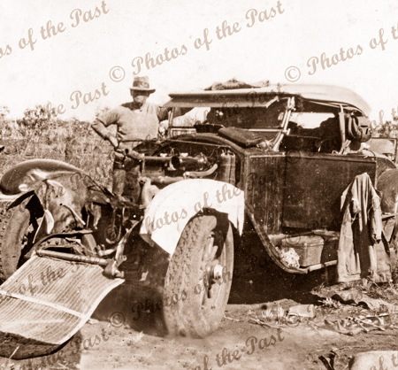 Single seater Buick car owned by Laurence Moray at G-AUKA crash site. Tanami, NT. Nothern Territory. 1929