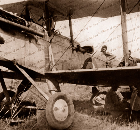 RAAF DH9A bi-plane near crash site of G-AUKA, or at Wave Hill Station, Northern Territory. 1929