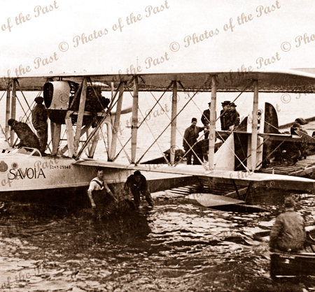 Marchetti Savoia seaplane, Point Cook, Vic. Major di Piuedo Rome-Aust flight. 1925