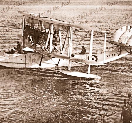 RAF Supermarine Southampton II Flying boat S-1152 at Point Cook, Victoria. 1928. Aviation.