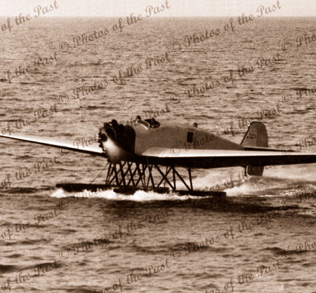 First W34 Junkers seaplane on water, Point Cook Vic. c1947- 48