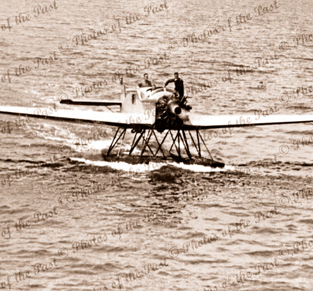 First W34 Junkers seaplane on water, Point Cook Vic. c1947- 48