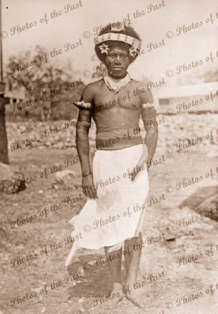 Papuan man with head & arm decorations. Papua New Guinea