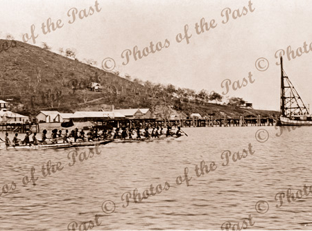 Canoe race Port Moresby. Papua New Guinea. Red Cross Day. 1916