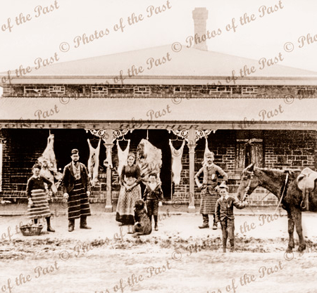 Conquest family & their butcher shop. Princess Rd, Mitcham. SA 1893