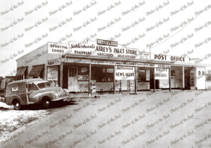 Aireys Inlet store and post office. Victoria, 1950s. Top shop. Sutherlands.