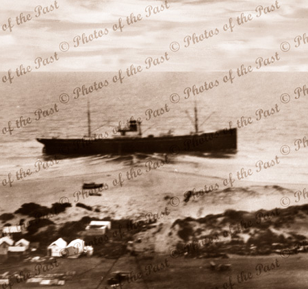 SS VICTORIA, aground at Tunkallila Beach, South Australia. Steam ship. 1934