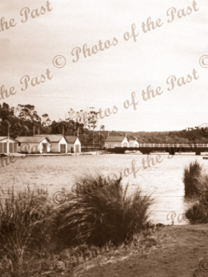 Anglesea River, Anglesea, Vic. c1940s. Victoria. Boat Sheds