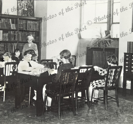 Interior of public library, possibly greenville, Vic? c1936