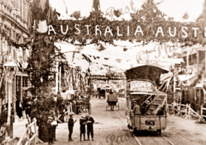 Rundle Street, Adelaide, South Australia. Decorations during visit of Duke of York. 1901