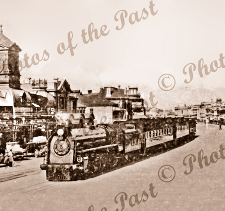 Ellen St with train, Port Pirie, SA. c1930. Train.