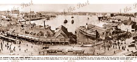 Panorama of Circular Quay, Sydney. c1920s. Tram. Ferry.