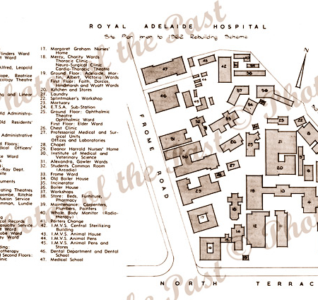 Drawing plan of Adelaide Hospital pre 1963 demolition. c1963.