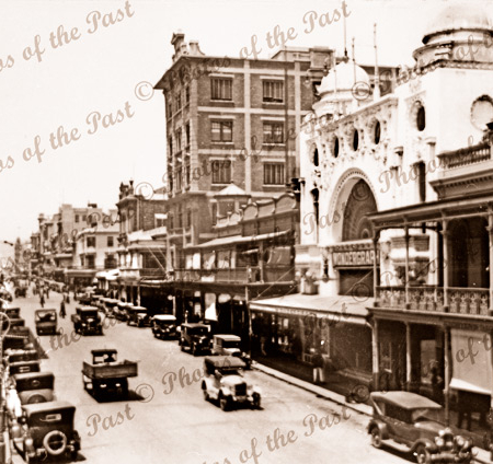 Hindley St Adelaide, South Australia. c1920s. Cars.