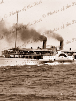 Paddle Steamer S OZONE Steaming along Port Philip Bay. Vic 1910s